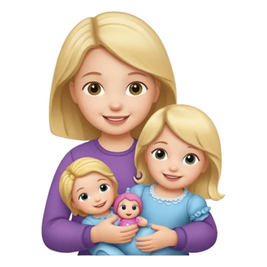 Toddler girl – holding a doll with a smile. sticker