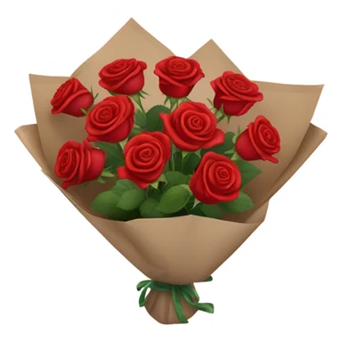 Bouquet of red roses in package sticker