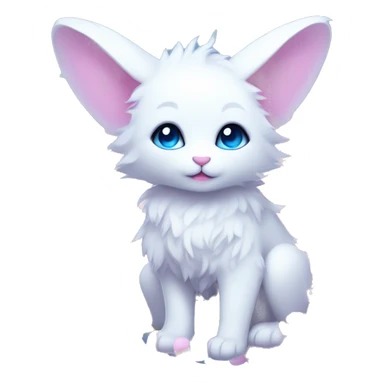Edgy Cute Cool Kawaii gorgeous sparkly ethereal white fantasy animal with blue eyes sona with flowers and butterflies sticker