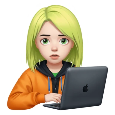 Billie Eilish avec un ordinateur sticker