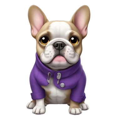 French bulldog wearing a purple coat sticker