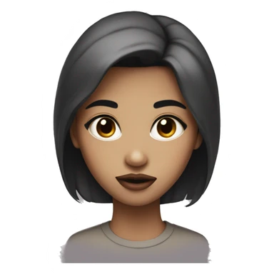 do me a avatar with dark eyes, dark hair, a big lips and a pretty fac sticker