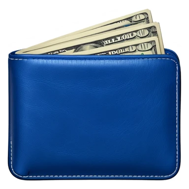  Deep Blue wallet with a single one dollar bill inside, just one dollar sticker