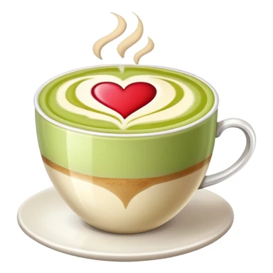 pistachio latte with heart art sticker