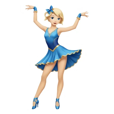 blue jazz style dance costume on blonde full body sticker