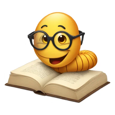 worm with glasses reading a book sticker