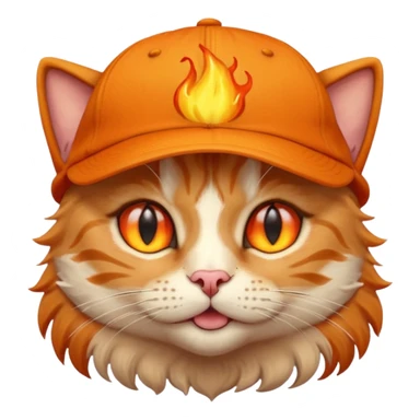 Cat with the flames in his eyes with a orange baseball hat in sticker