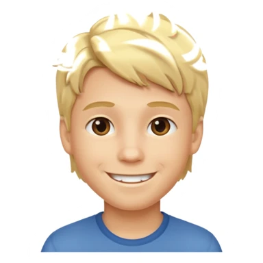 A smiling boy with blonde hair sticker