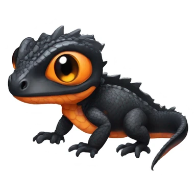 Black Shiny Lizard-Reptile-Raptor-Fakémon with Orange belly Full Body sticker