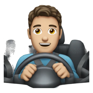 white guy with dark hair driving car behind the steering wheel sticker