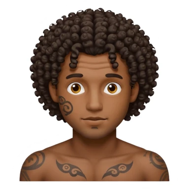 curley hair tattoo male, full on face. sticker