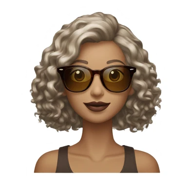ray ban brown clubmaster, white skinned, big dark brown curls woman sticker