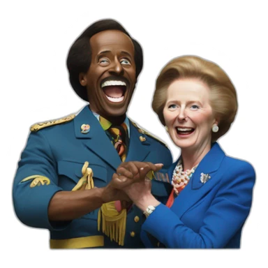 Margaret Thatcher getting tickled by Mr Motivator sticker