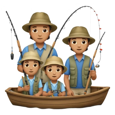 Father and sons fishing on a boat sticker