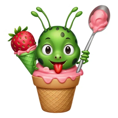 Bug eating ice cream sticker