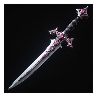 realistic gothic dagger, with pink gemstones, photorealistic style sticker