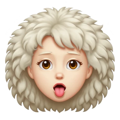 Crossed eyes looking up fluffy hair tongue out sweaty  sticker