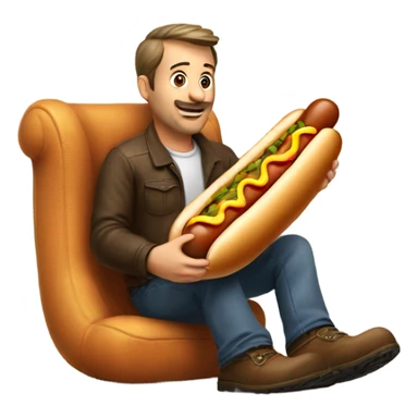 A man reading a boot shaped hotdog  sticker