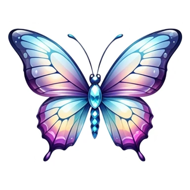 Shiny sparkly transparent glass crystal butterfly sticker