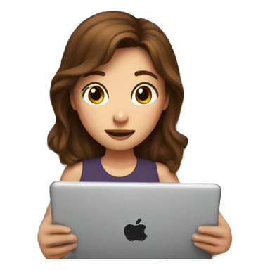 Girl with brown hair watching iPad in bed sticker