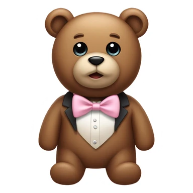 teddy bear with light pink bow tie sticker