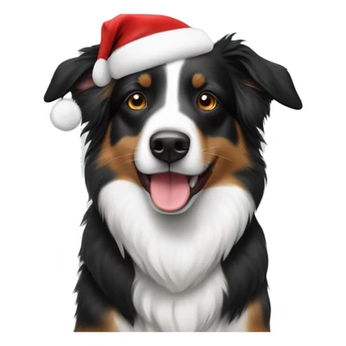 Black and white australian shepherd with santa hat sticker
