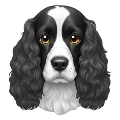 cocker spaniel black white thin white line head sticker
