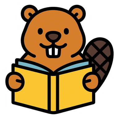 color outline icon of a beaver reading a book sticker