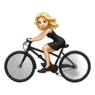 blond girl black dress on a bycicle sticker