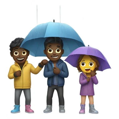 4 friends playing in the rain sticker
