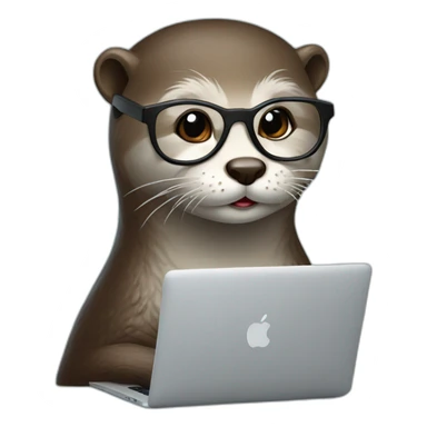 female vet otter with glasses use a macbook sticker