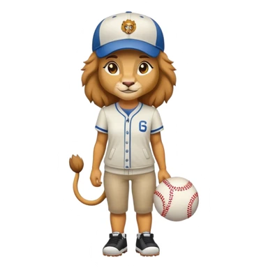 full-body confident female lion wearing a baseball cap sticker