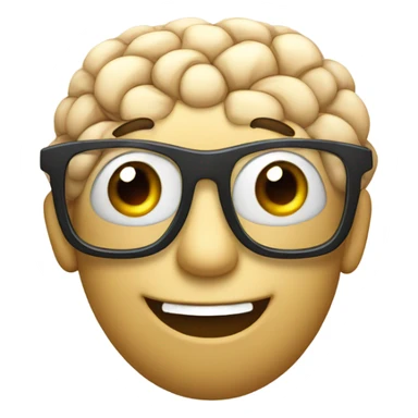 Brain happy ,with glasses  sticker
