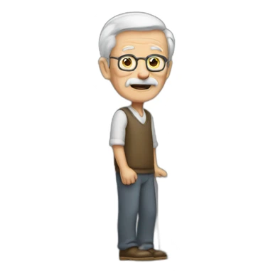 old man stands at a computer desk sticker
