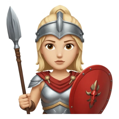 white woman spartan warrior holding spear and shield sticker