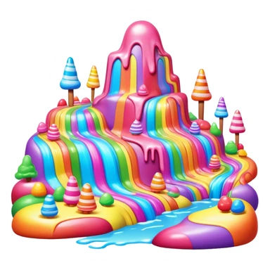 surreal melting neon rainbow candy land landscape sticker