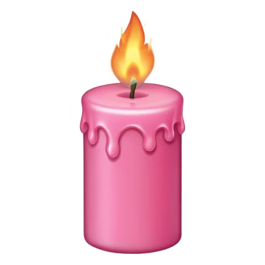 Draw a pink candle with a flame on it at an angle of 15 degrees from the horizontal. sticker