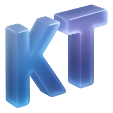 the letters KT with a fancy colorful gradient for the color with blue and purple, make it flat sticker