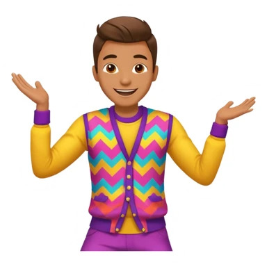 create a person emoji of Barcavibe is the superpower name Brings energy, momentum, and structure more fun and dancing more coloful male sticker