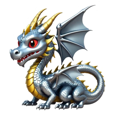 3d chrome plated silver dragon sticker