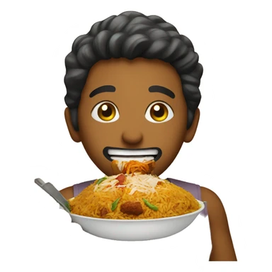 smiley eating a biryani sticker