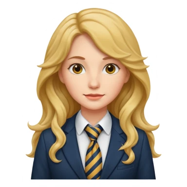 long wavy haired woman with tie and blazer sticker