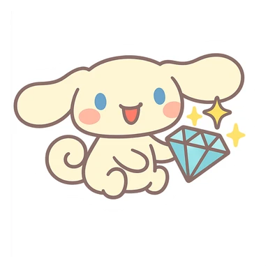 pastel toon style Cinnamoroll with a diamond sticker