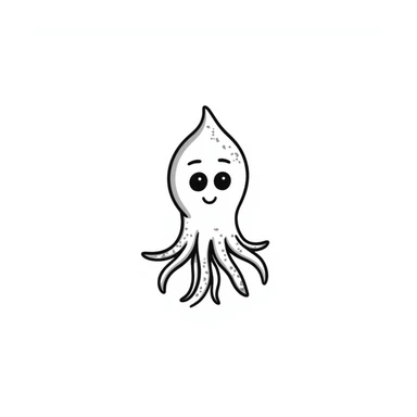 Happy squid with cute expressive eyes and wiggly tentacles sticker