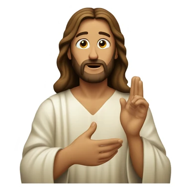 jesus listening with hand cupping ear sticker