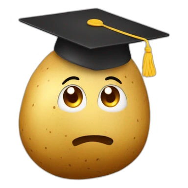 cute potato with a college mortarboard sticker