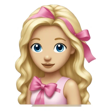 Blonde girl with pink bow blue eyes  sticker