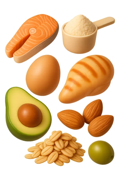 EMOJI STILE IPHONE 3D DI proteine, fibre, grassi sani che fluttuano in aria, iperrealistico 4k sticker