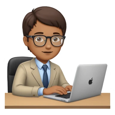 IT specialist at a desk with a laptop sticker