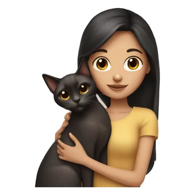 A girl with dark hair holding Siamese cat sticker